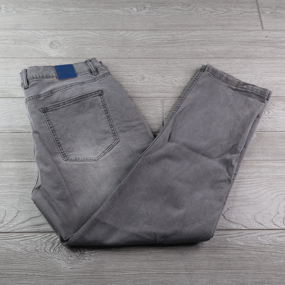 Mugsy Jeans Mens 36x30 Gray Beans Slim Fit Tapered Stretch Denim Pants Comfort